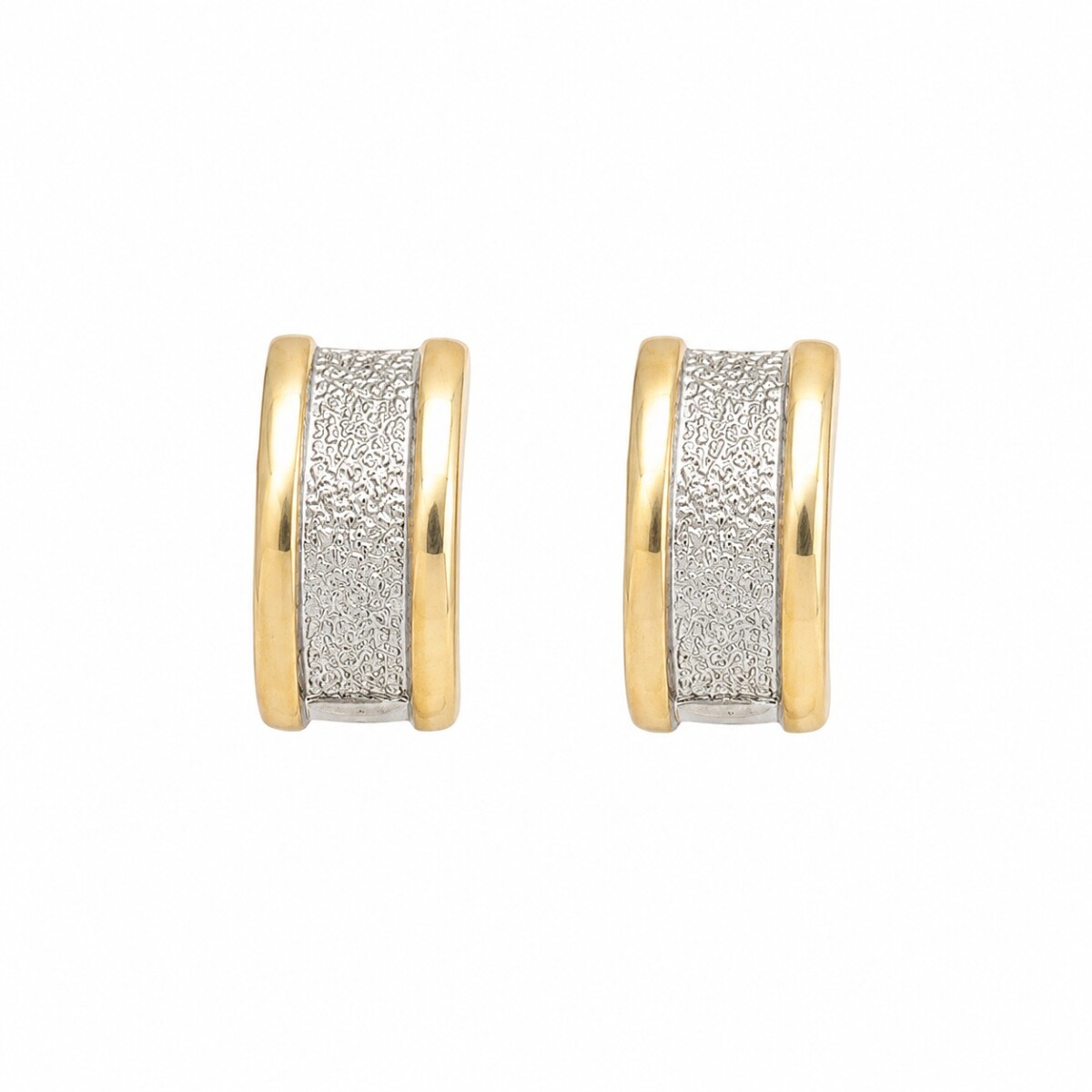 Caravana Medio Aro Estilo Esclavo- Plata y oro - CA8486 - sinpiedra 
