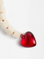 Llavero Charm Corazón Con Perlas rojo