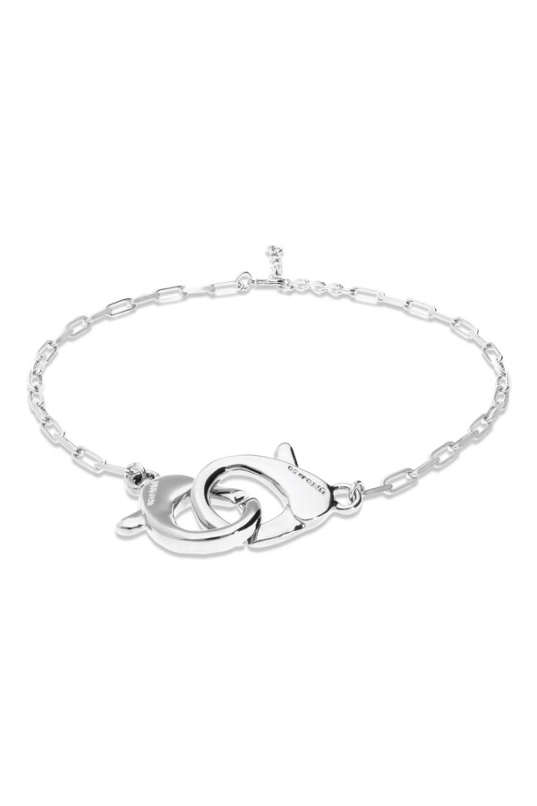 COLLAR BAÑADO EN PLATA CON MOSQUETÓN ENTRELAZADO GRANDE Colgante