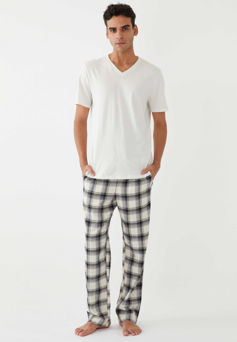 Pantalòn Pijama Franela Hombre - Sp White Shadow Plaid 