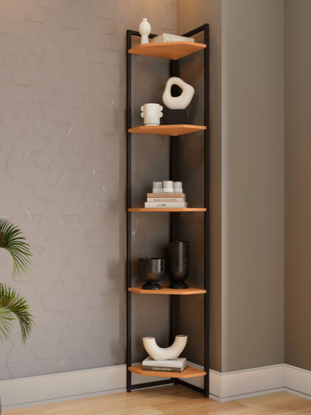 RACK ESQUINERO 5 ESTANTES NEGRO
