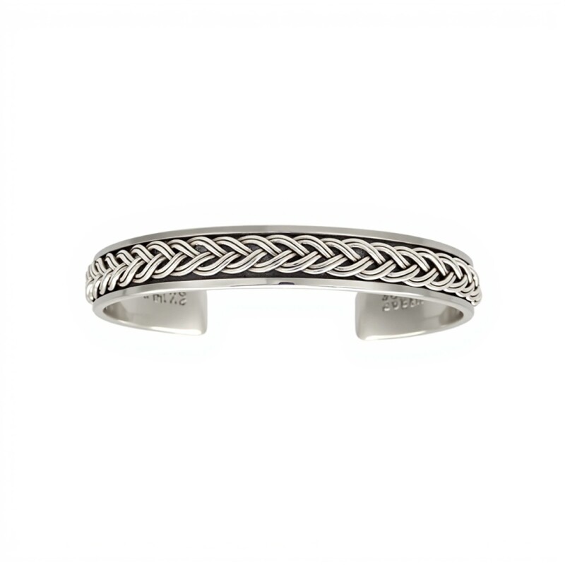 Brazalete trenzado con borde-Plata 925-Sin Piedra-BR3012 sinpiedra