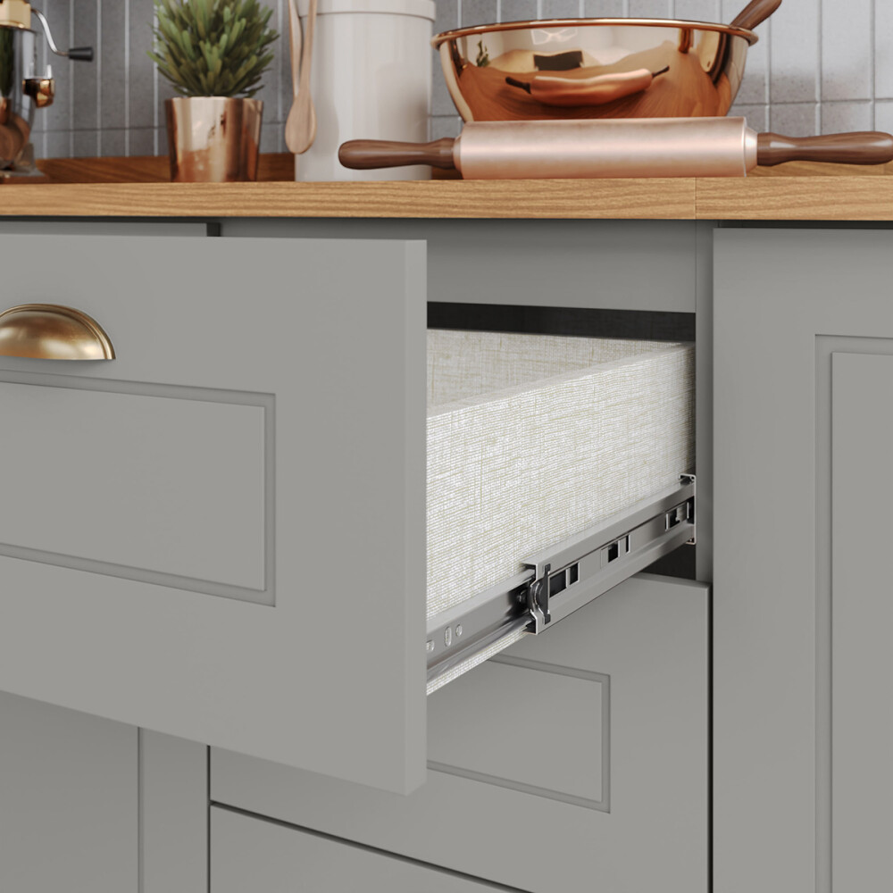 BAJO MESADA ARMARIO 2 PUERTAS 3 CAJONES - LÍNEA AMERICANA GRIS