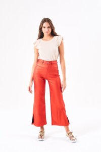 Wide Leg Metalizado Rojo