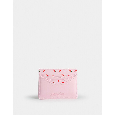 Tarjetero Cuerina Flores Rosa Viejo