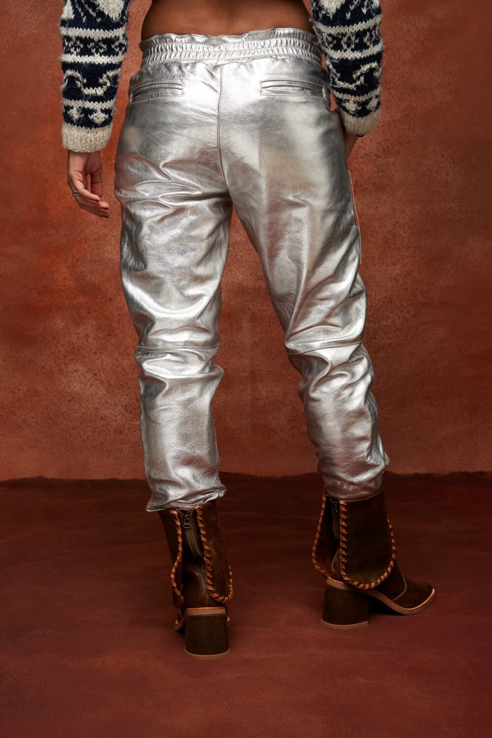 Leather Babucha Plateado