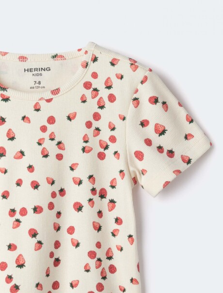 BLUSA CON ESTAMPADO EN TELA ACANALADA BLANCO