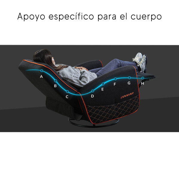 Sillón Sofa Gamer Cougar Fidom Requinable Giratorio NEGRO