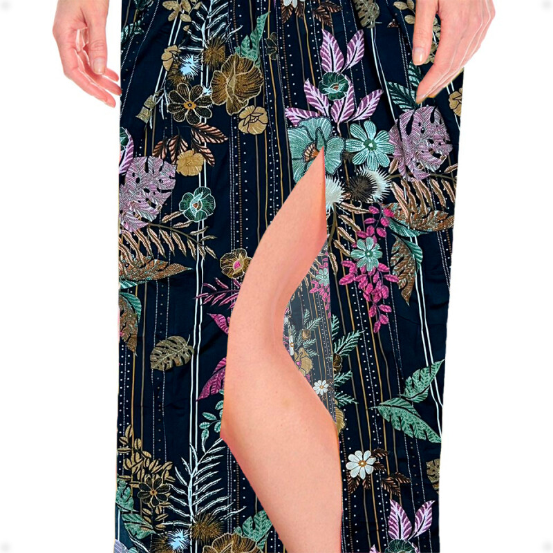 PantalÃ³n Palazzo Elastizado Estampado con Abertura M8