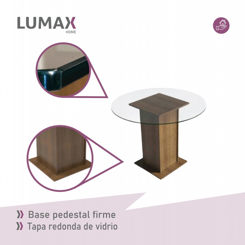 Juego de comedor con mesa redonda de vidrio y 4 sillas rústicas Negro