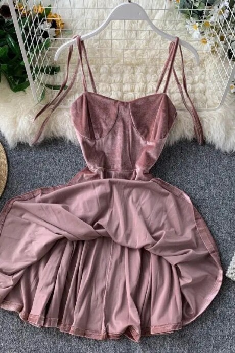 Vestido LUCIA terciopelo Rosa viejo