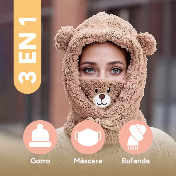 Gorro Pasa Montañas Corderito Orejas Frio Invierno Termico Variante Color Marrón Oscuro