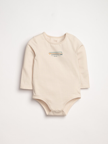 Body manga larga estampado Surf Crema