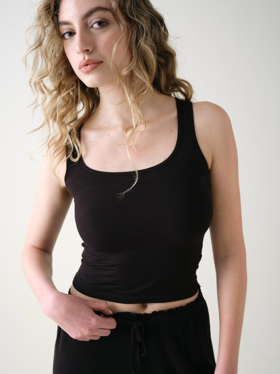 Musculosa Cropped Rib - Negro 