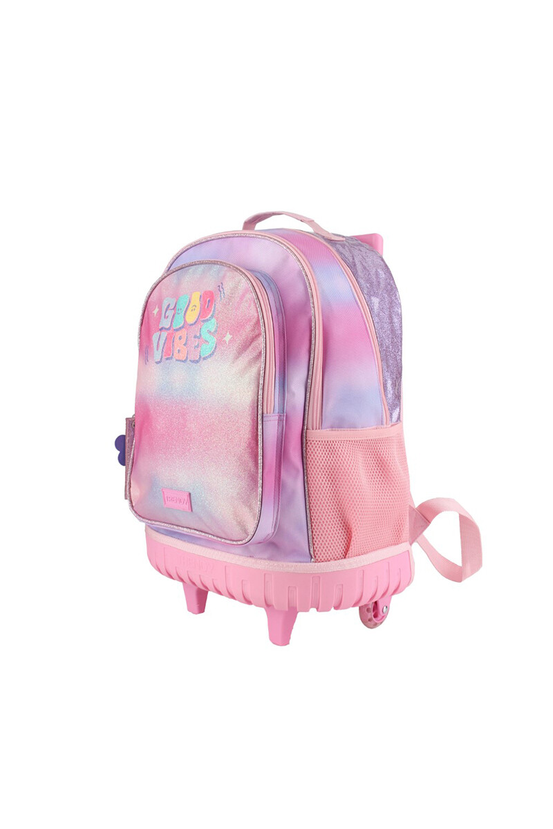 Mochila escolar con ruedas Good Vibes Rosa