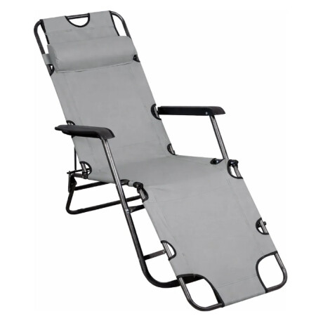 Silla Reposera Catre Plegable Anatómica Liviana Con Almohada Gris Claro