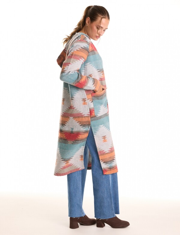 Cardigan Con Capucha MULTI/PETROLEO