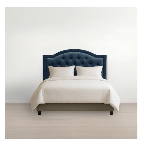 Respaldo Curvo De Sommier Ltc De Madera Forrado En Suede AZUL Respaldo Curvo De Sommier Ltc De Madera Forrado En Suede Azul