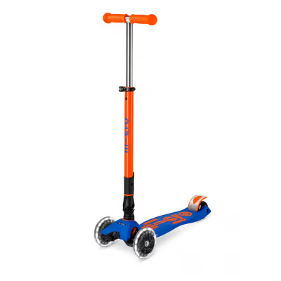 Monopatín Maxi Micro Deluxe Neón Led Plegable Naranja