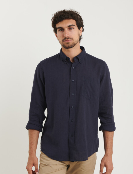 011665 CAMISA DE LINO HARRINGTON LABEL Azul