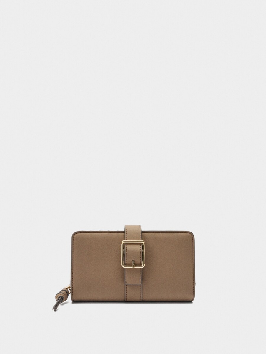 Cartera Lisa Con Hebilla camel