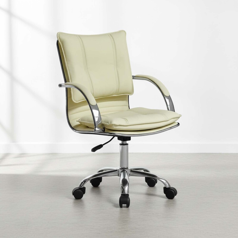 SILLA DE ESCRITORIO SIMIL-CUERO NATURAL-BEIGE 6226