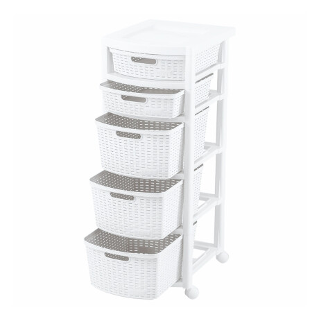 Cajonera Organizador Rimax Símil Rattan con 5 Cajones Blanco