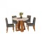 Juego De Comedor 4 Sillas Mesa Redonda - Celeste Beige / Gris