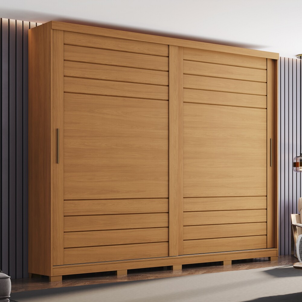 ROPERO CAYMAN 2 PUERTAS 6 CAJONES INTERNOS GUARDARROPA CLOSET ARMARIO 100% MDF COLOR MADERA
