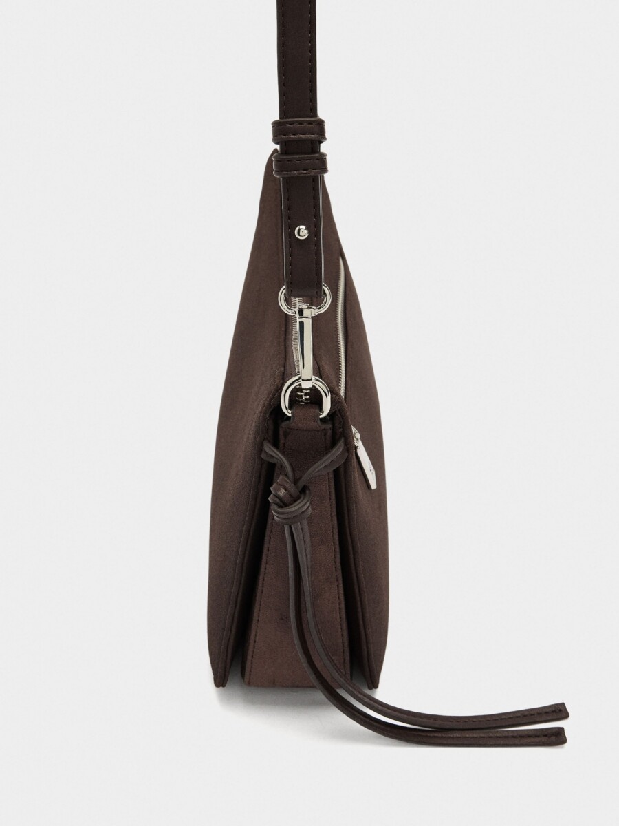 Bolso Bandolera Con Tiras Laterales marron