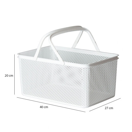 Canasto Cesto Organizador Línea c/Asa Rectangular 40x27x20Cm Blanco