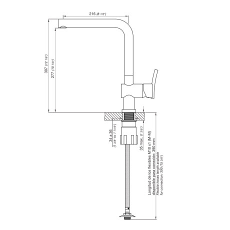 GRIFERIA DE MESADA COCINA MONOCOMANDO CROMO FV 000