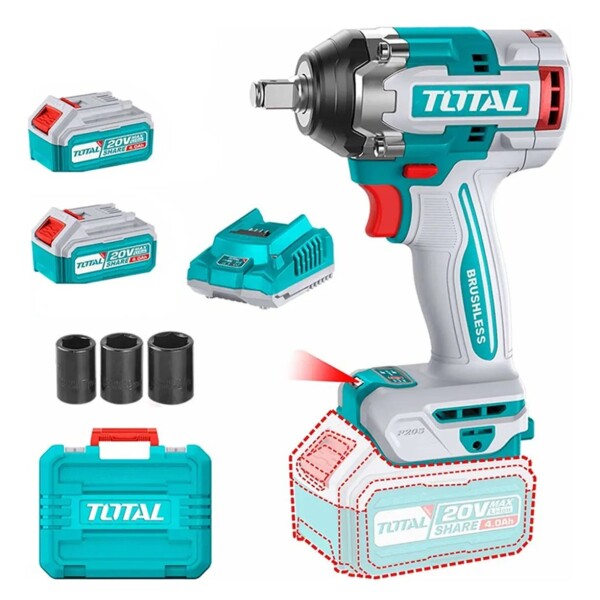 Llave de Impacto Profesional Total 500Nm Brushless Kit Completo Llave de Impacto Profesional Total 500Nm Brushless Kit Completo