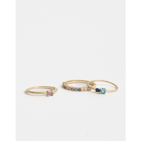 Set De Anillos Oro Zirconia Dorado