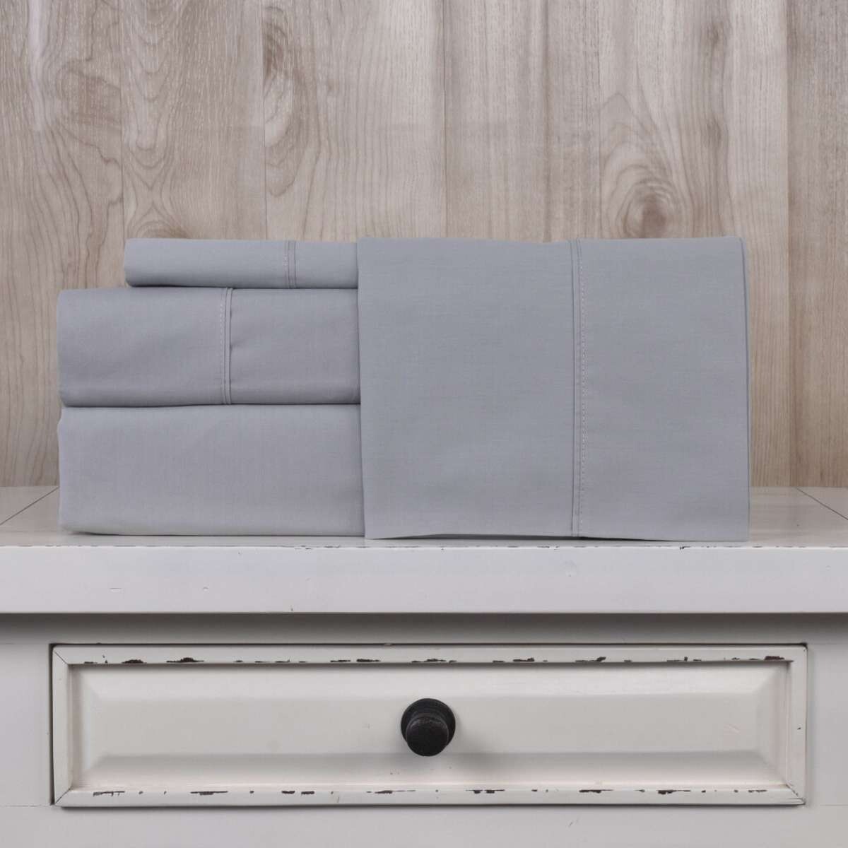 Juego Sábanas King Size Pilar 200 Hilos 100% Algodón - Gris 