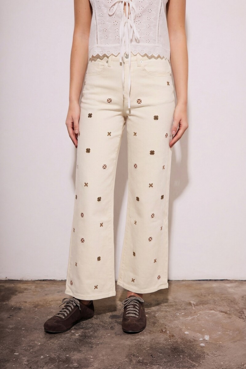 Jean Recto Bordado Off White