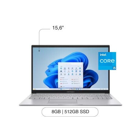 Notebook ASUS Vivobook 15,6' FHD 512GB / 8GB RAM I5-1334U W11 - Cool Silver Notebook ASUS Vivobook 15,6' FHD 512GB / 8GB RAM I5-1334U W11 - Cool Silver