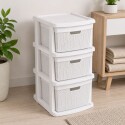 Cajonera Gavetero Estante simil Rattan 3 Cajones Blanco Cajonera Gavetero Estante simil Rattan 3 Cajones Blanco