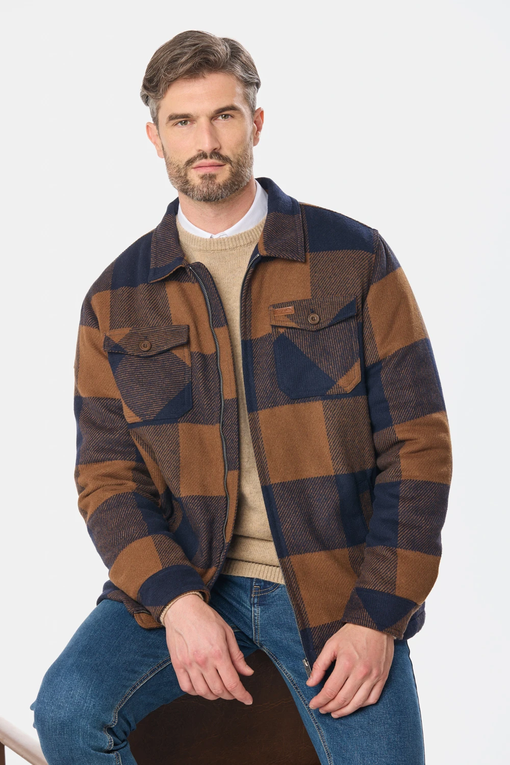 CAMPERA DE ABRIGO DE PAÑO Azul