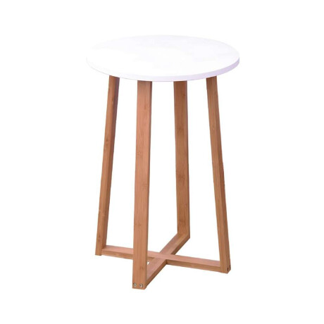 Mesa Redonda 40X40X60 Cm Bamboo Con Blanco
