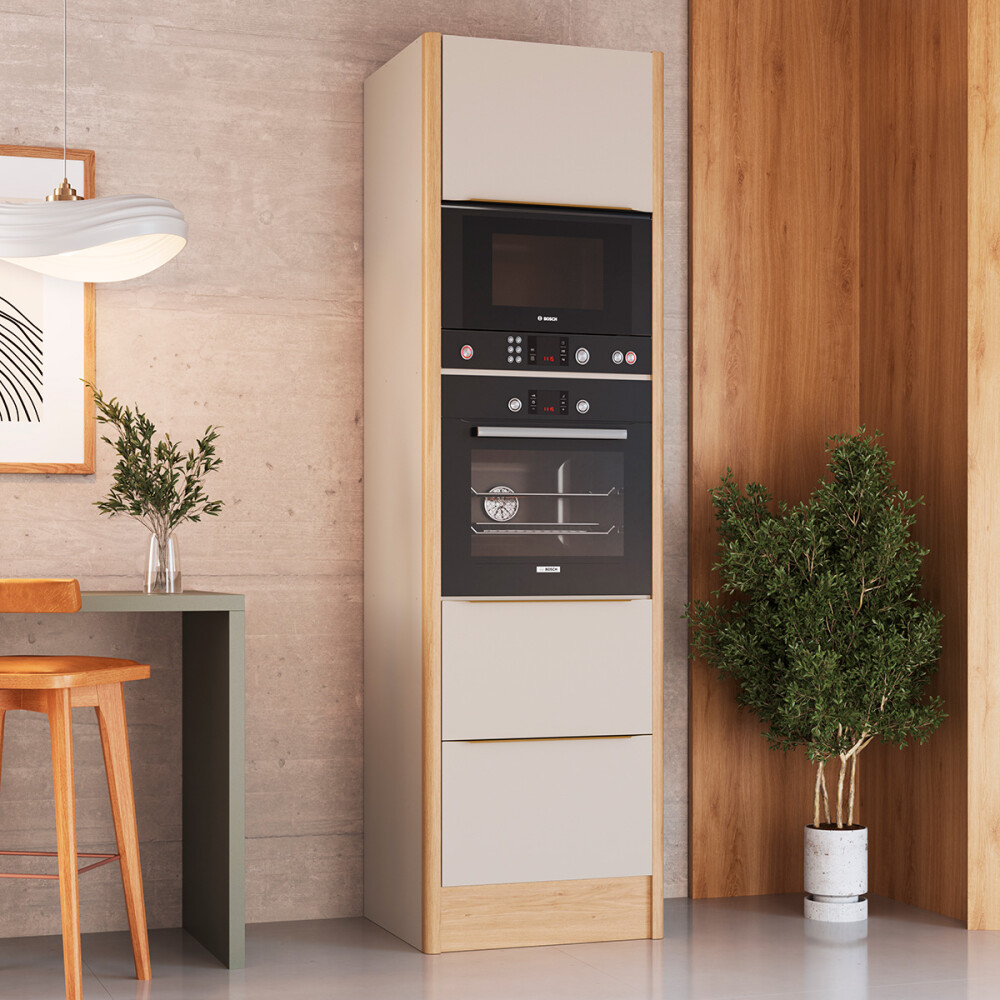 Mueble tipo Torre Modelo Everest para horno empotrado con 2 cajones 68 cm Color: Carvalho/Panna Mueble Tipo Torre Modelo Everest Para Horno Empotrado Con 2 Cajones 68 Cm Color: Carvalho/panna