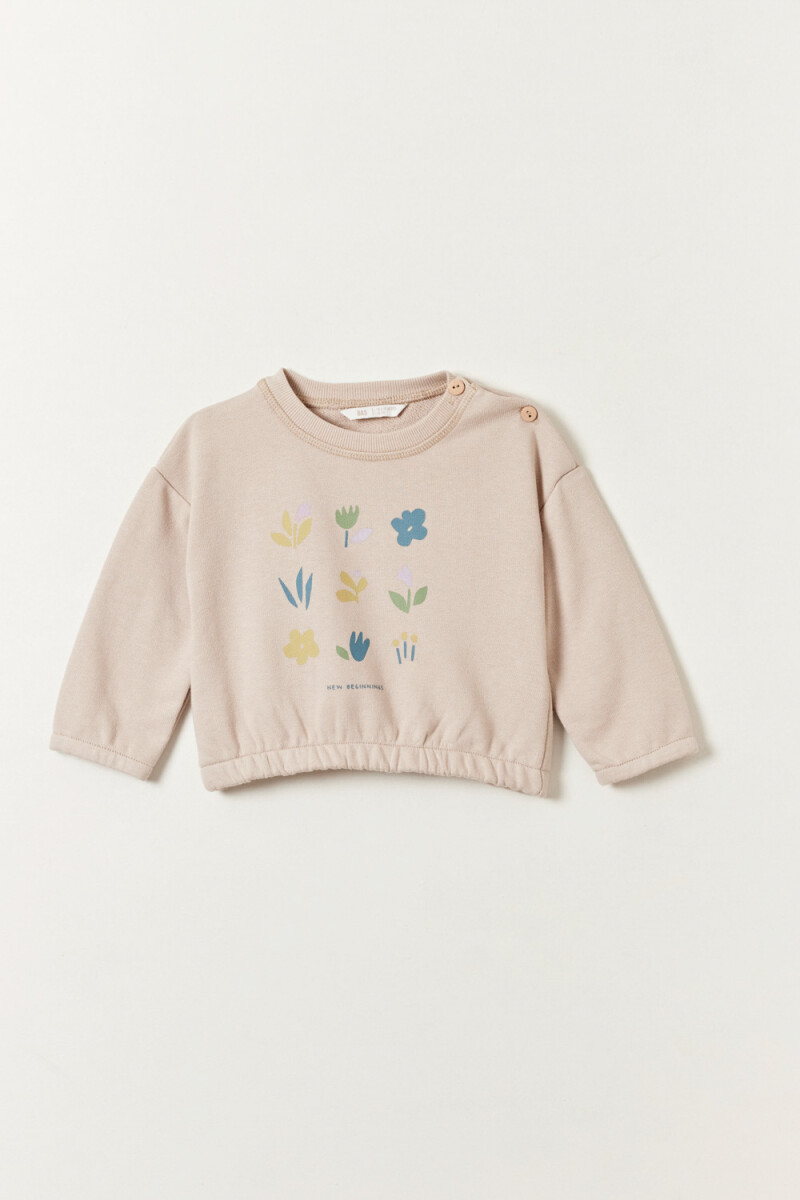 Buzo deportivo - Estampa Flores Beige 