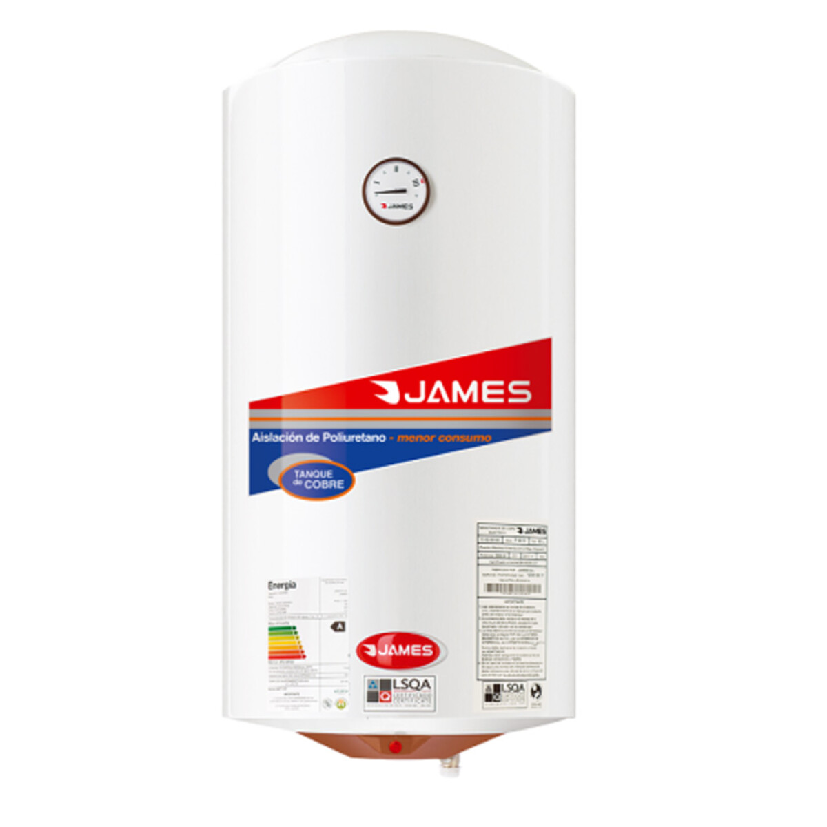 TERMOTANQUE JAMES 80 L COBRE cilíndrico 