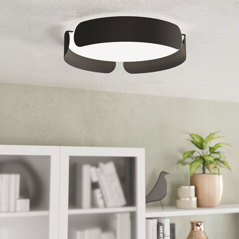 Plafón LED acero negro 20W cálida Ø370 VALCASOTTO EG3500