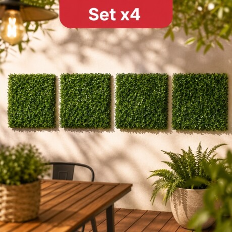 Set x4 Panel artificial símil trébol 40x60 cm VERDE