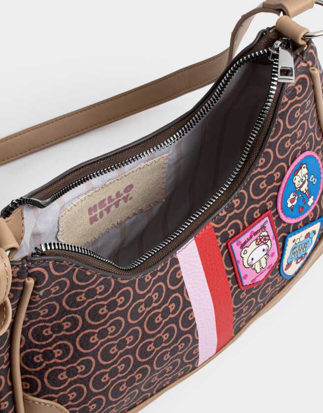 Bandoleras Estampados Bandolera Hobo Hello Kitty Kawaii - Marron Chocolate