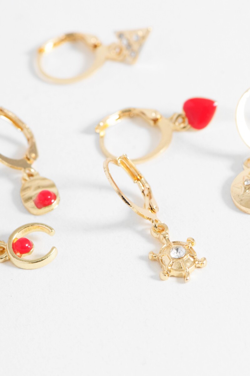 Set de aros dijes irregulares dorado
