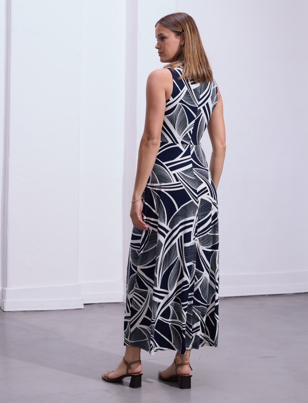 Vestido Maxi Keyhole Metal AZUL/BLANCO