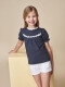 Camiseta Con Detalle De Ondas A Contraste Azul