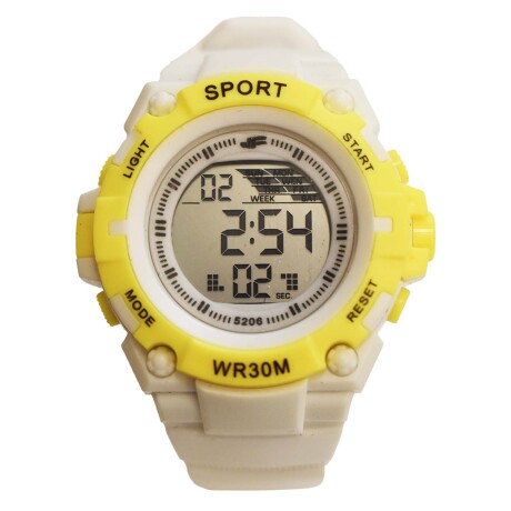 Reloj Deportivo de Pulsera Waterproof Pantalla Luz Unisex Amarillo/blanco